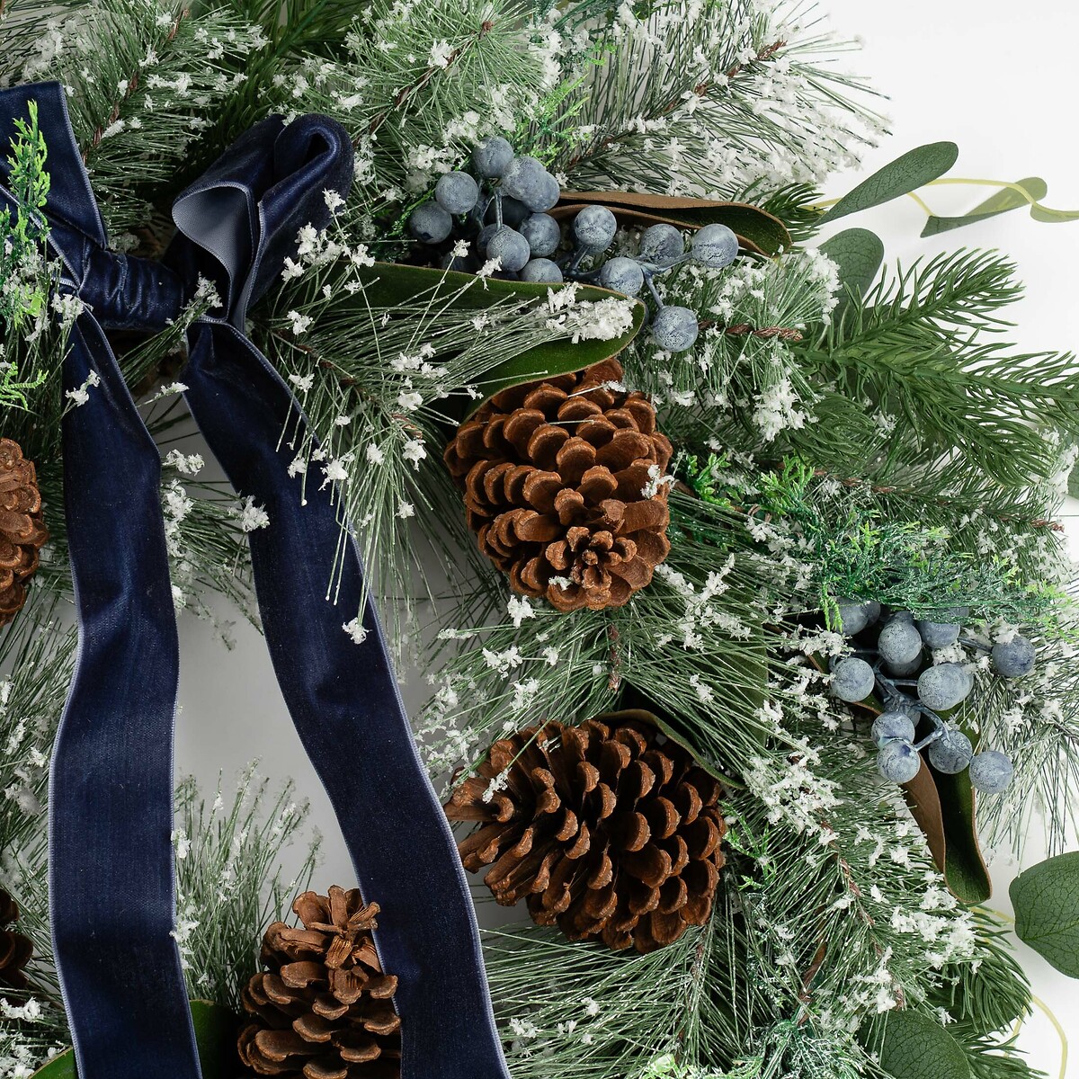 60cm Wreath With Navy Velvet Bow navy, SO'HOME