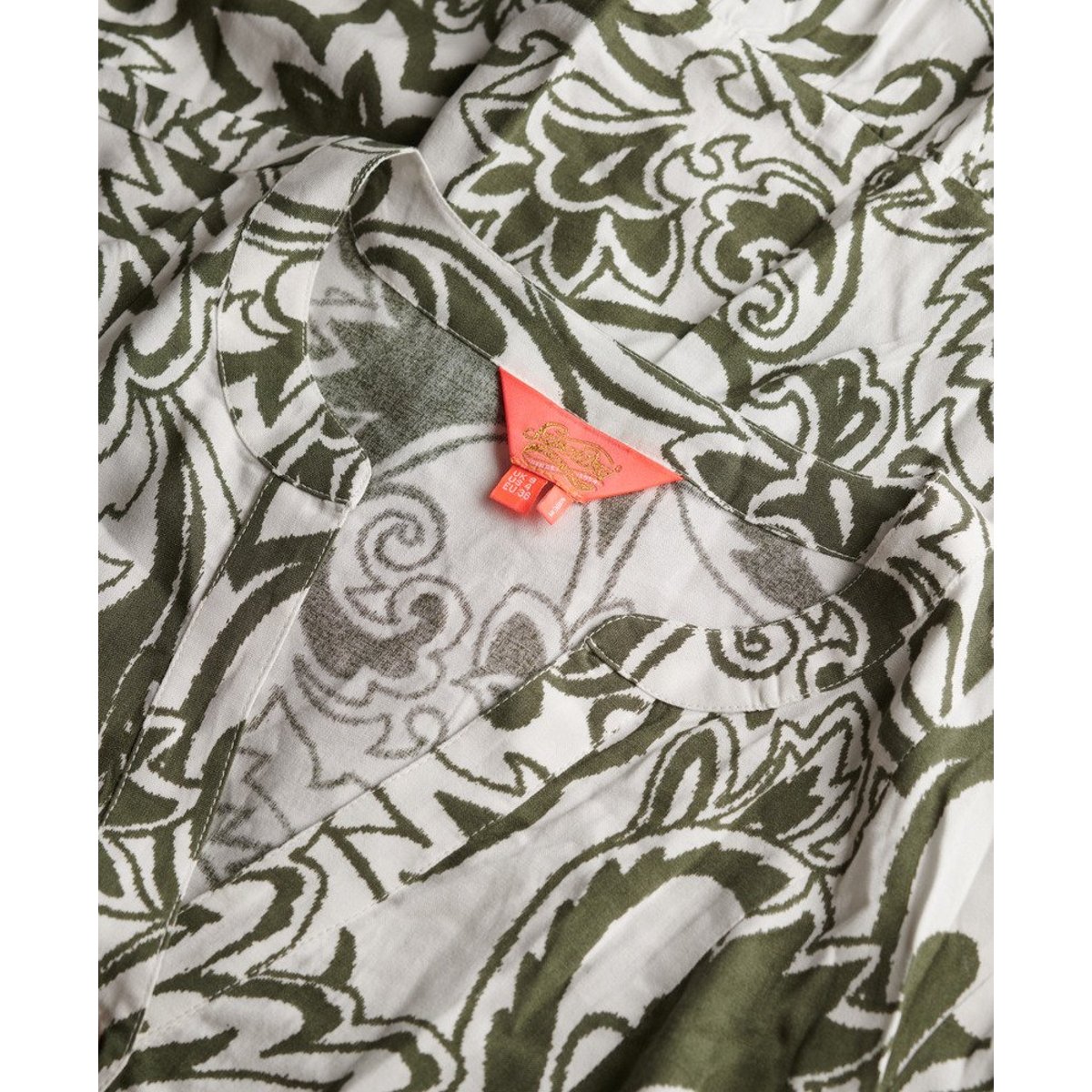 Robe mi-longue tissée à volants cachemire kaki, SUPERDRY