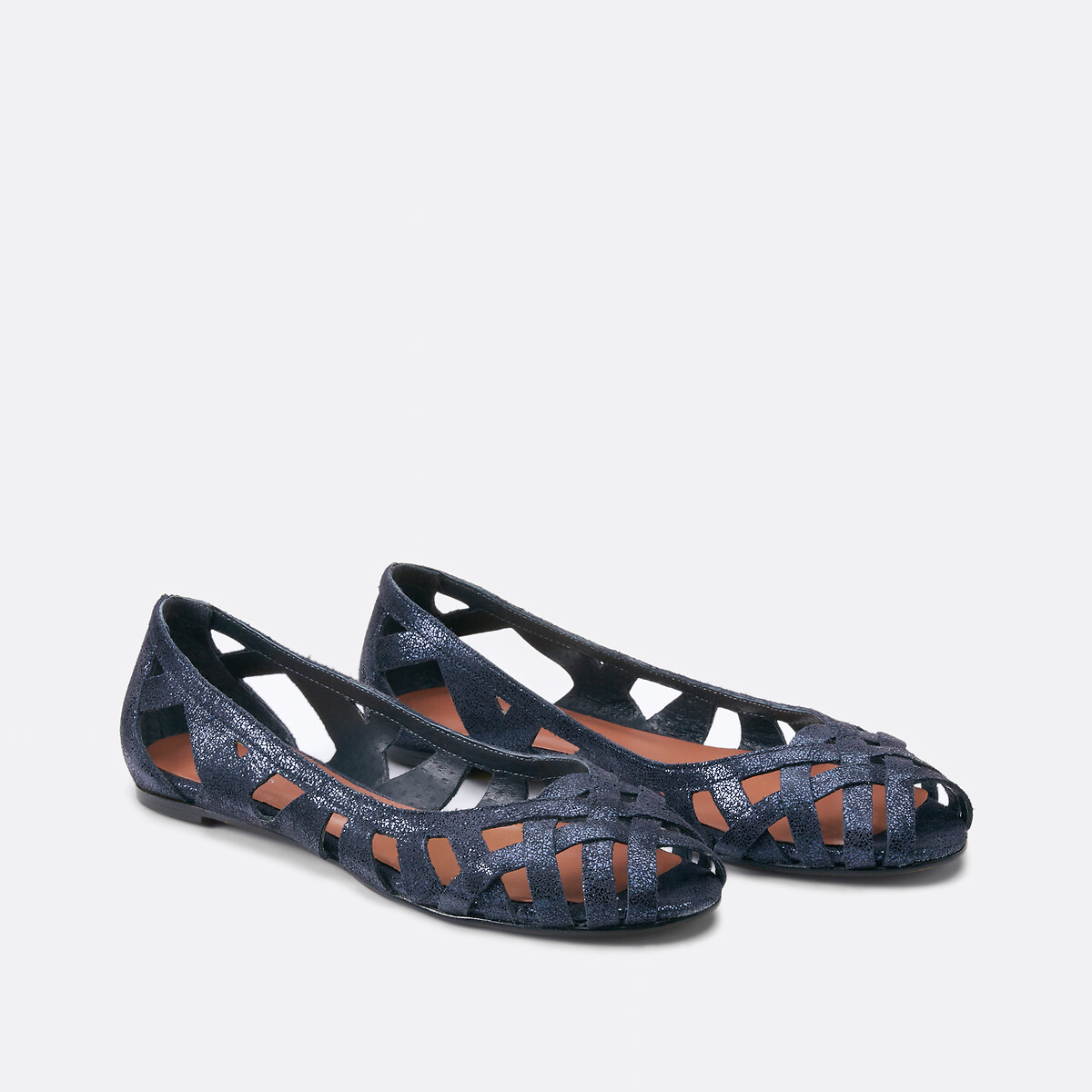 Ballerines ajourées en cuir Deray bleu marine, JONAK