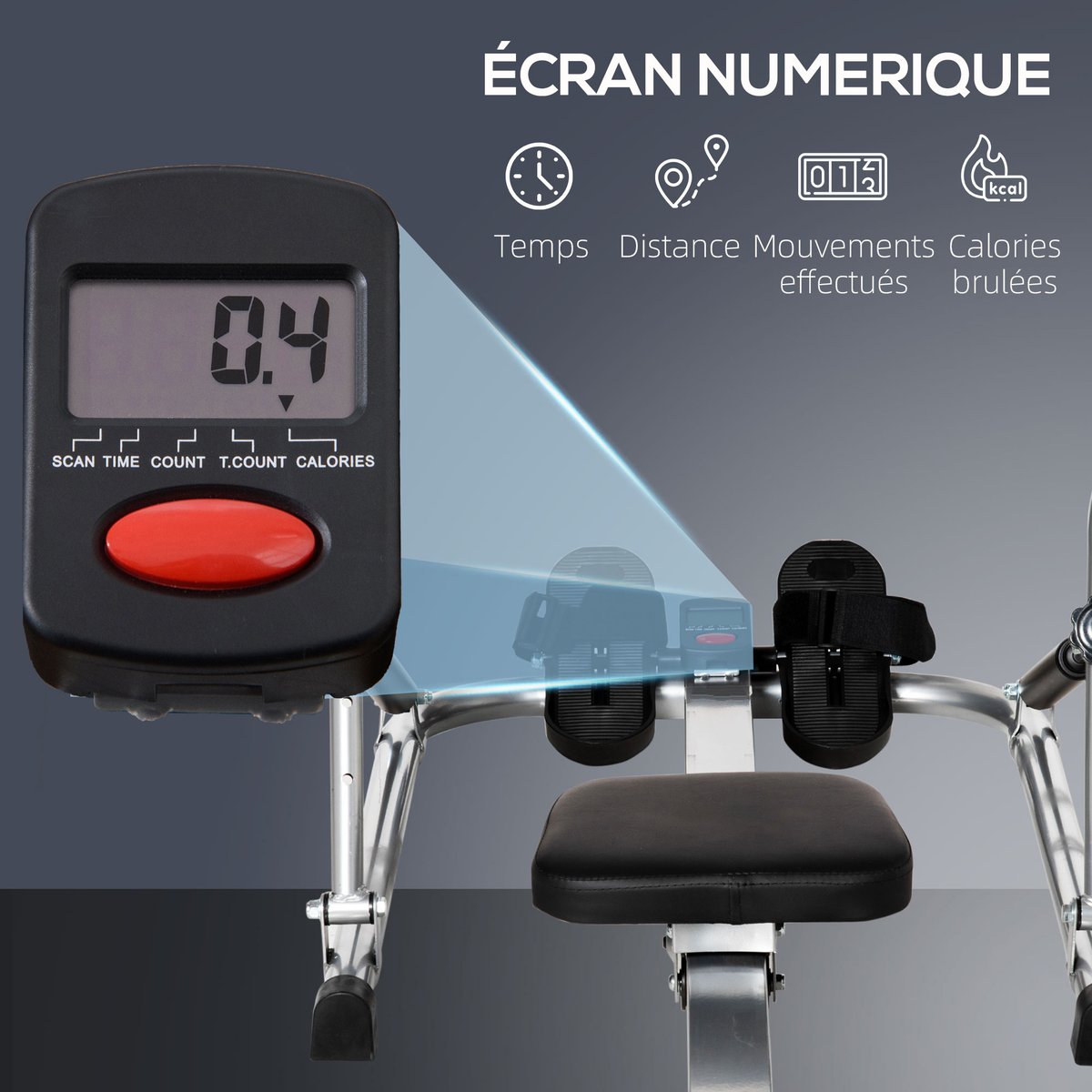 Rameur Acier noir, gris gris, HOMCOM