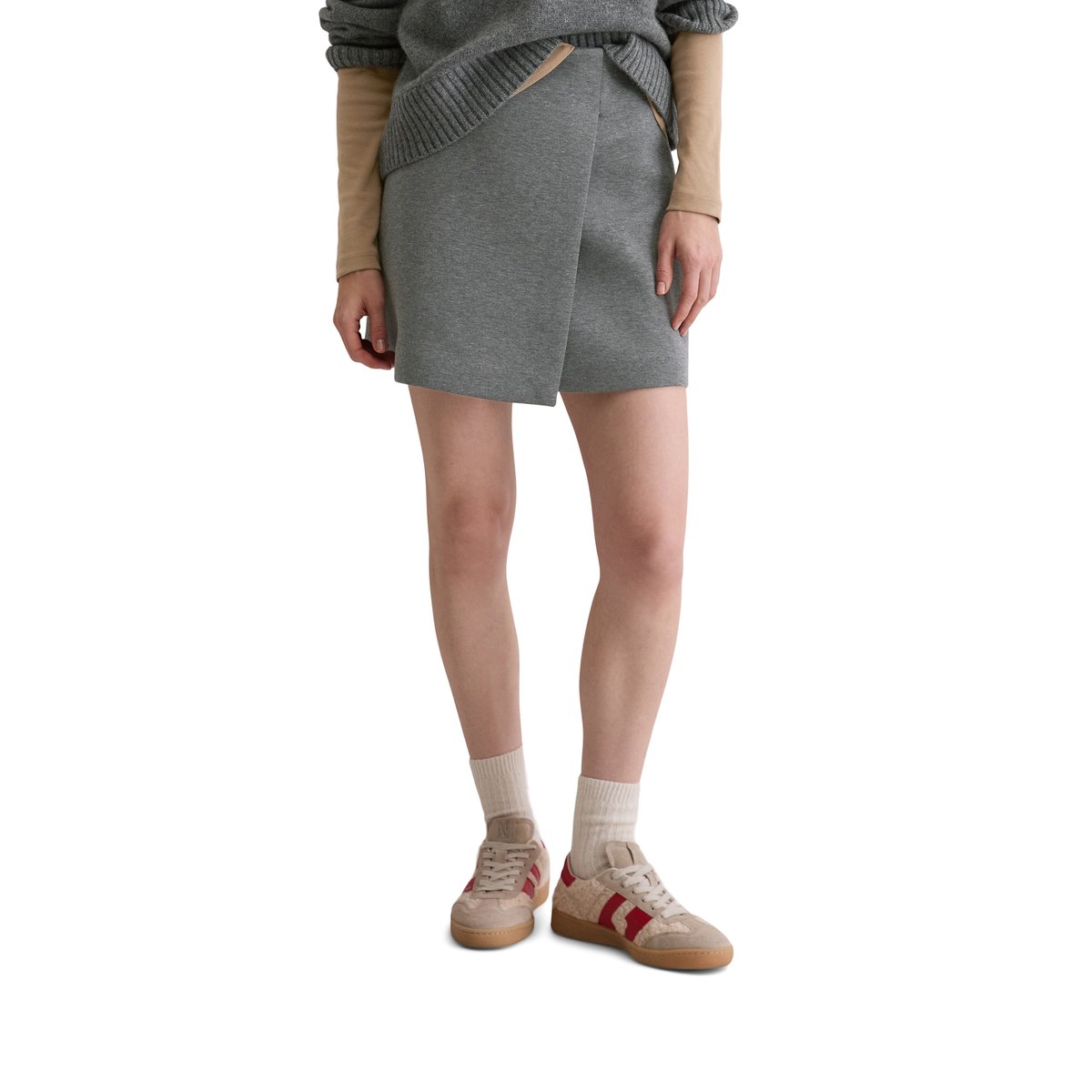 Mini-jupe en jersey regular en mélange de coton bio gris, MARC O'POLO
