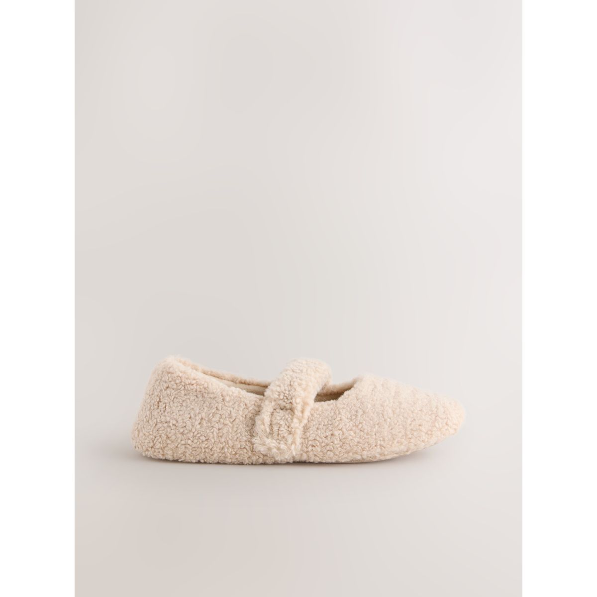 Chaussons ballerines en peau lainée naturel, NEXT