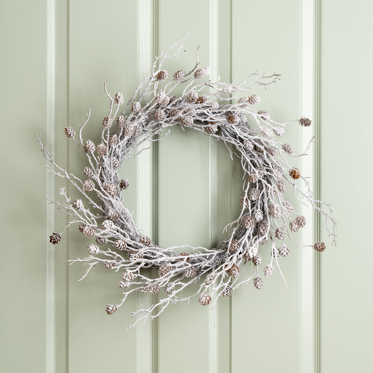 51cm Frosted White & Cone Wreath white, SO'HOME