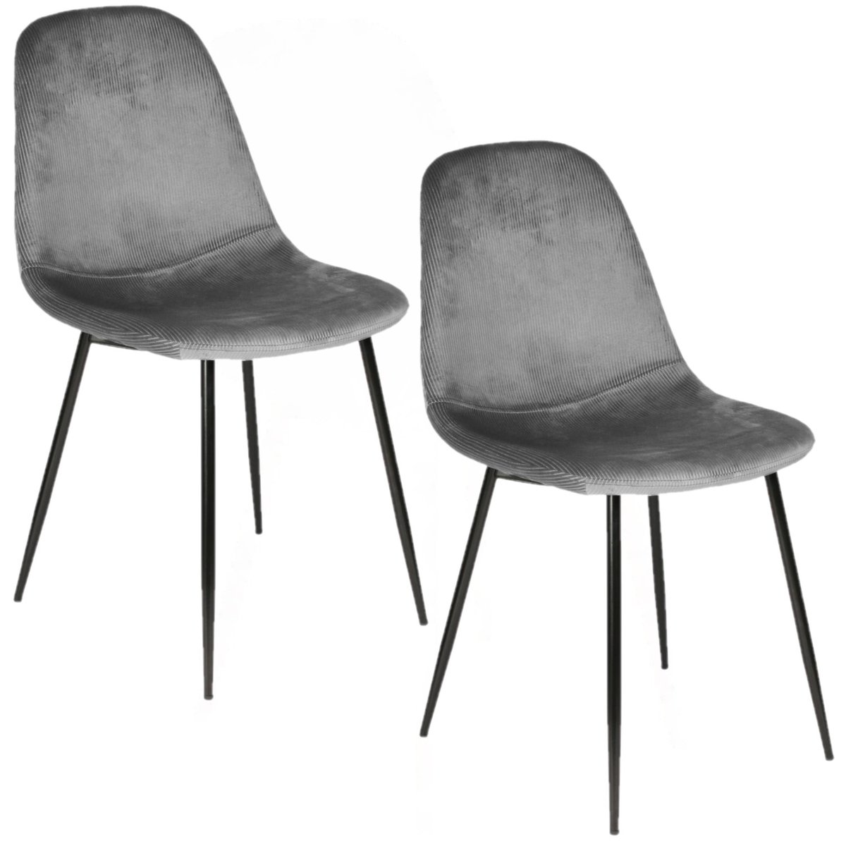Lot de 2 Chaises design velours Giulia gris foncé, TOILINUX