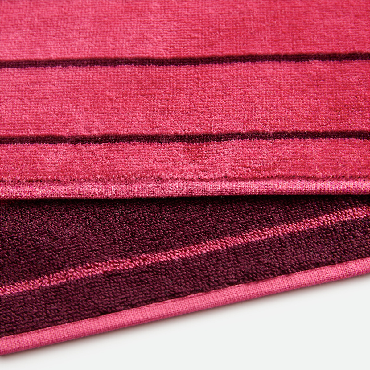 Gestreiftes Badetuch MARINI, aus Velours-Frottee 500g rosa/bordeauxrot, LA REDOUTE INTERIEURS