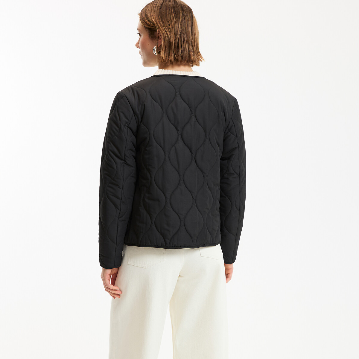Lichte, rechte donsjas met drukknopen zwart, LA REDOUTE COLLECTIONS