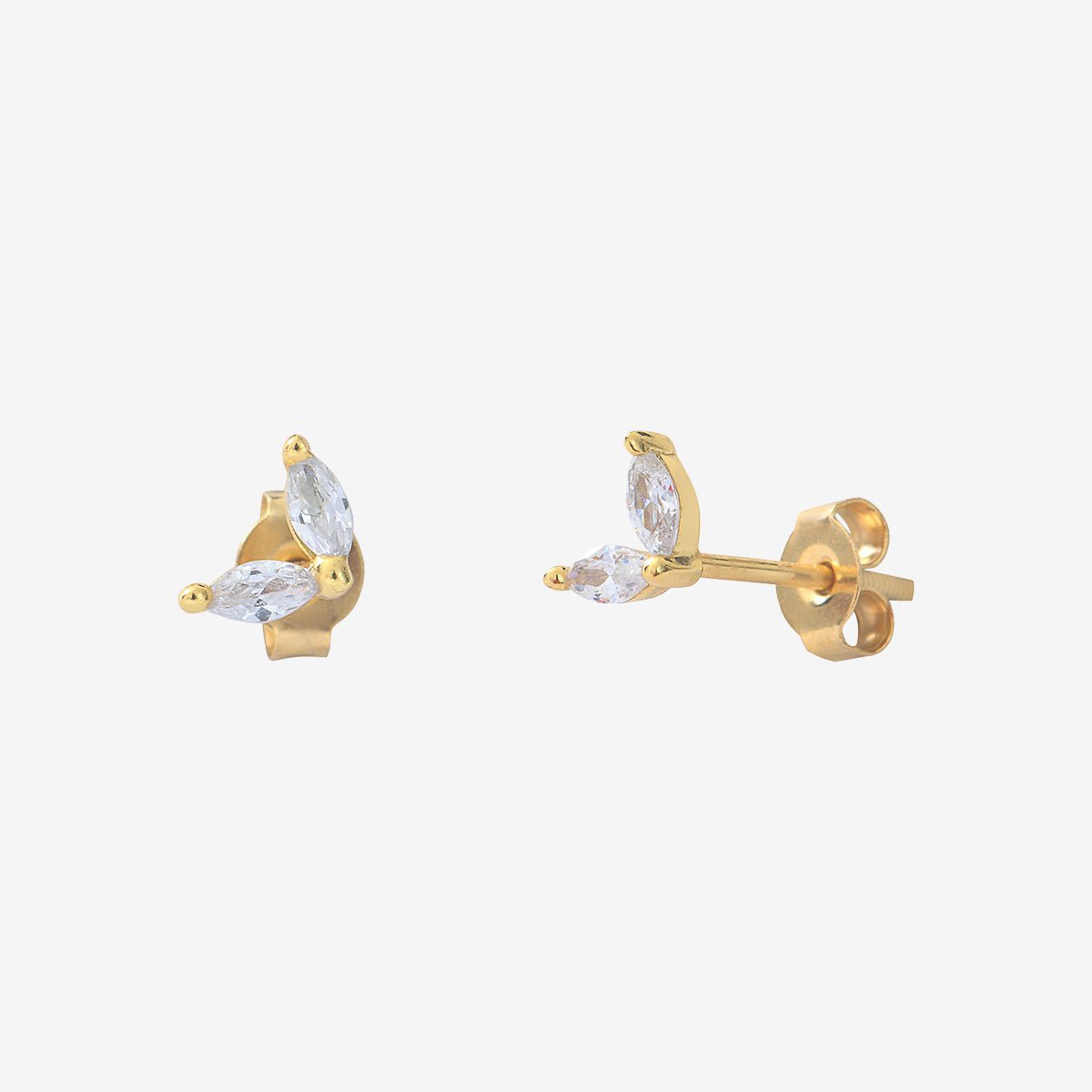 Paire de boucles d'oreilles doré pensee oxyde de zirconium blanc, CAROLINE NAJMAN