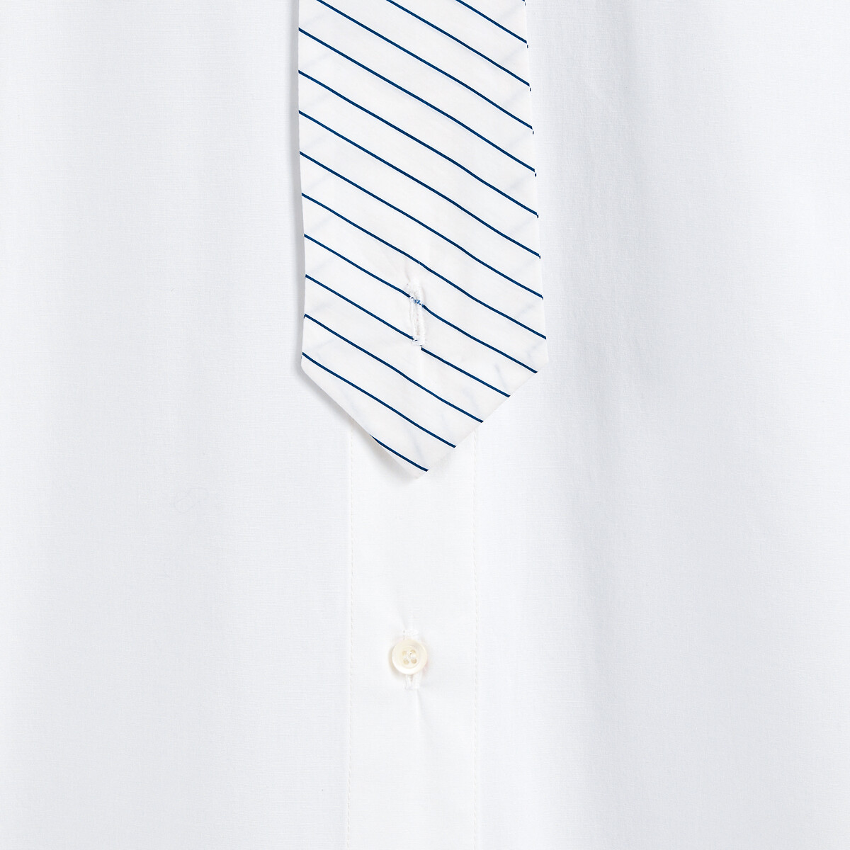 Loose Fit Shirt with Tie, Made in Europe brilliant white, JEREMY CURRAT X LA REDOUTE