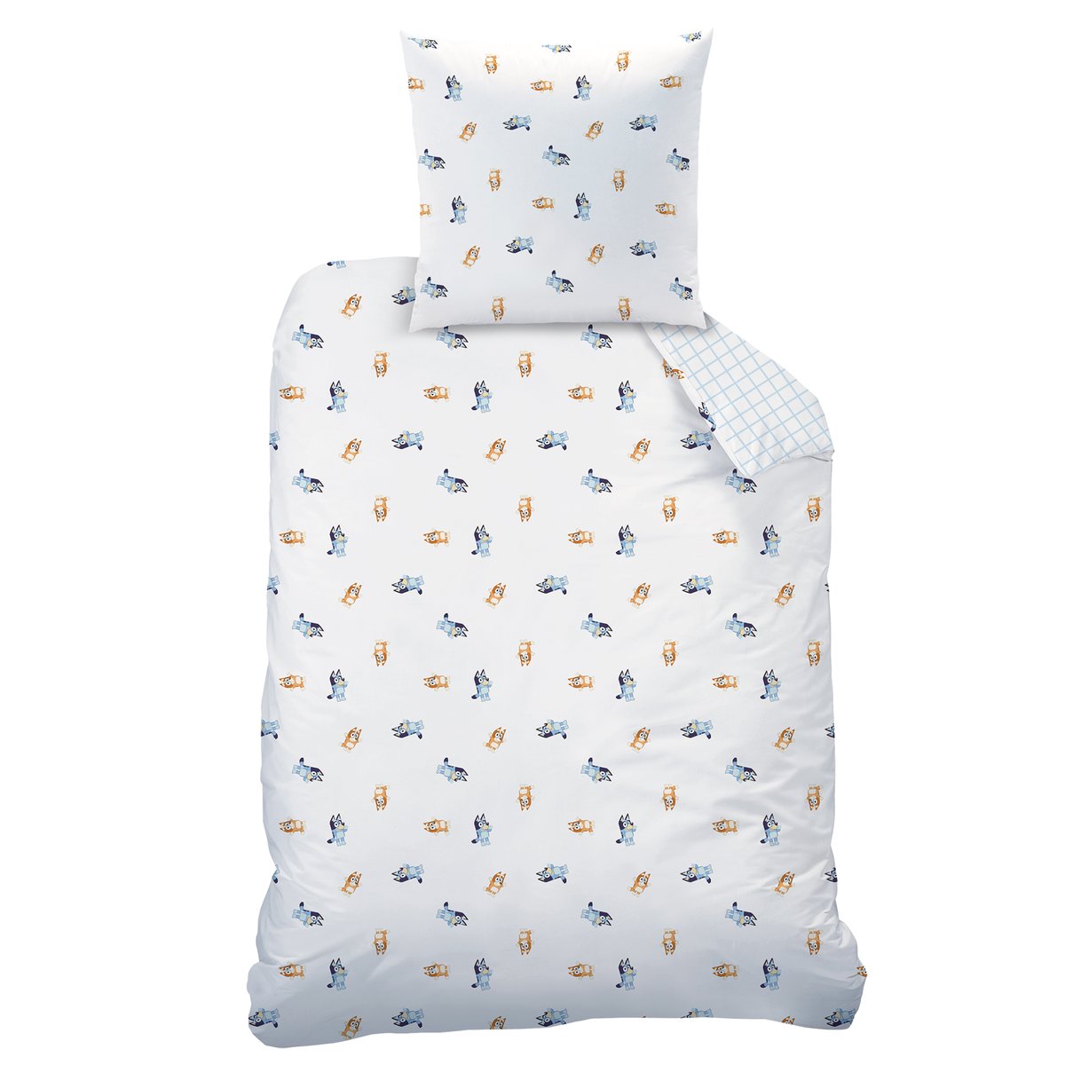 Parure de lit imprimée 100% coton, HOURRA bleu, BLUEY