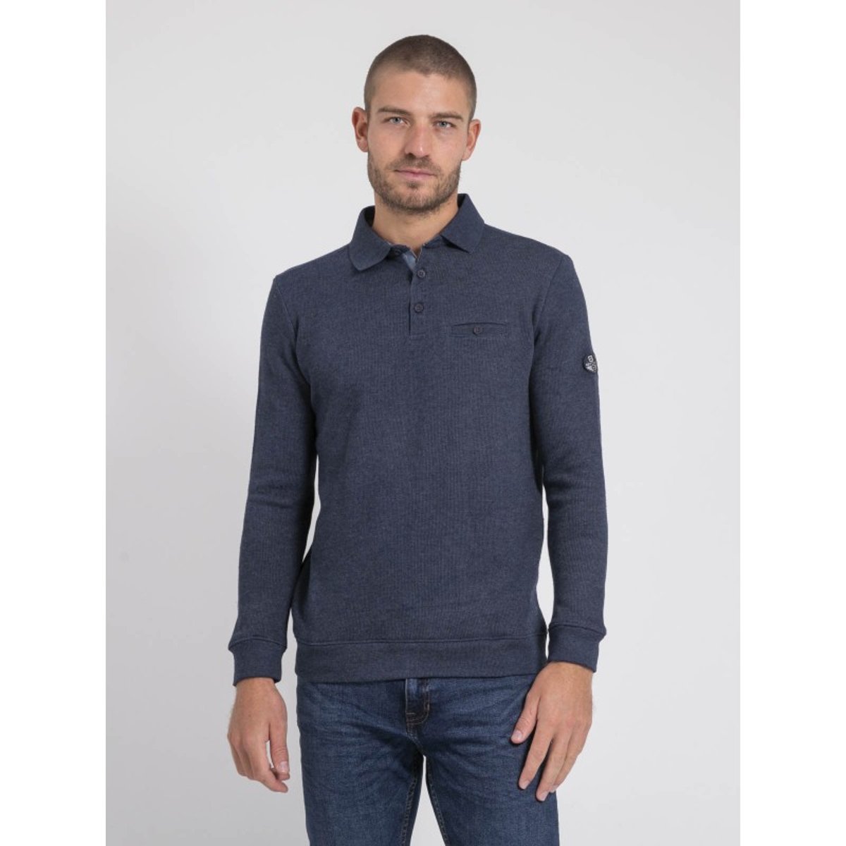 Sweat Col Polo Wirex bleu marine, RITCHIE
