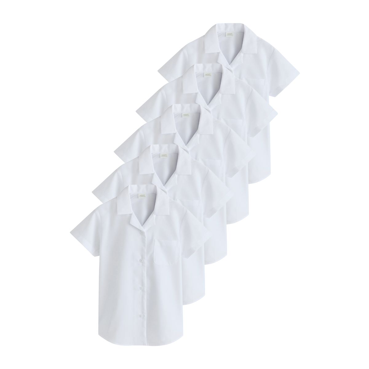 Chemise d'école à col revers, lot de 5 blanc, NEXT