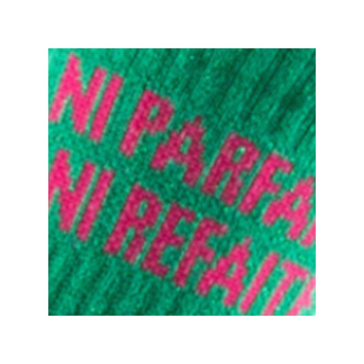 Socquettes femme pailletée à messages 'Ni parfaite, ni refaite' Coton majoritaire vert, KINDY