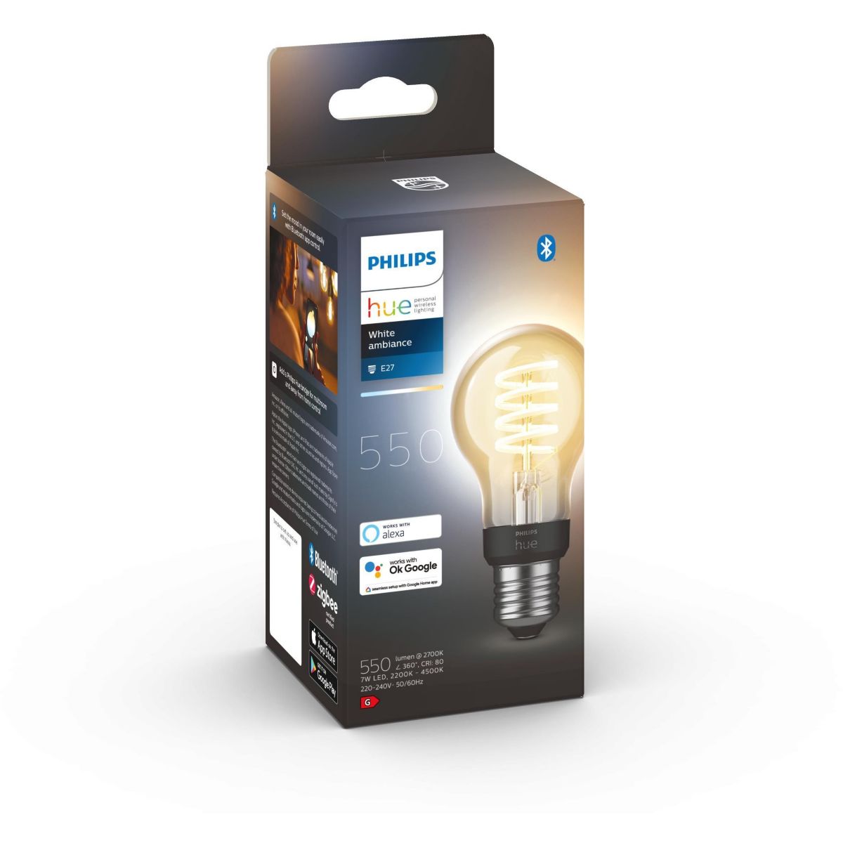 Ampoule LED connectée E27 White Ambiance Filament coloris unique, PHILIPS HUE