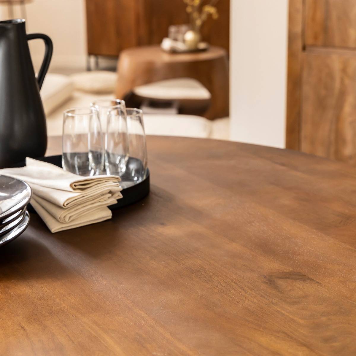 Table à manger en bois de manguier ZOLA bois foncé, MADE IN MEUBLES 