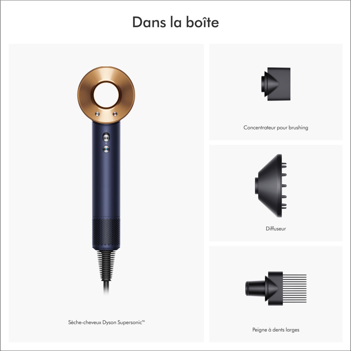 Sèche cheveux Supersonic cheveux bouclés à frisés Bleu de Prusse cuivré couleur unique, DYSON
