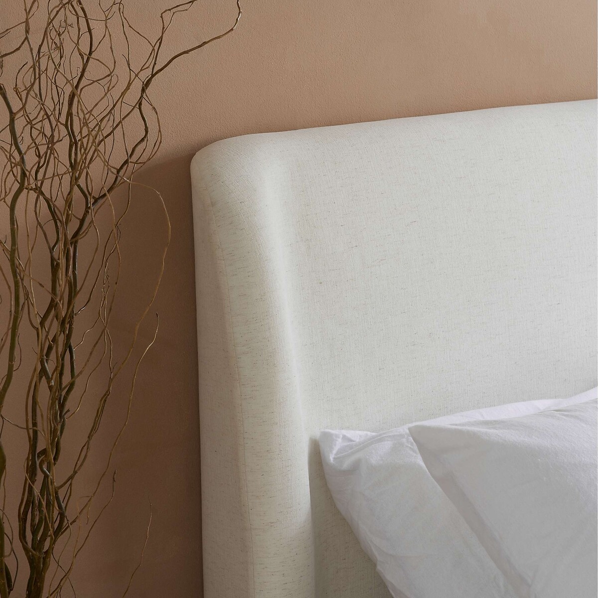 Liora Linen Curve Ottoman Storage Bed cream, SO'HOME