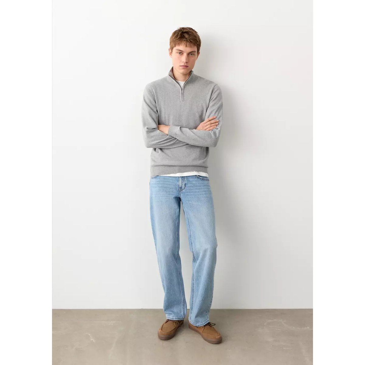 Pull-over col montant gris chiné moyen, MANGO TEEN