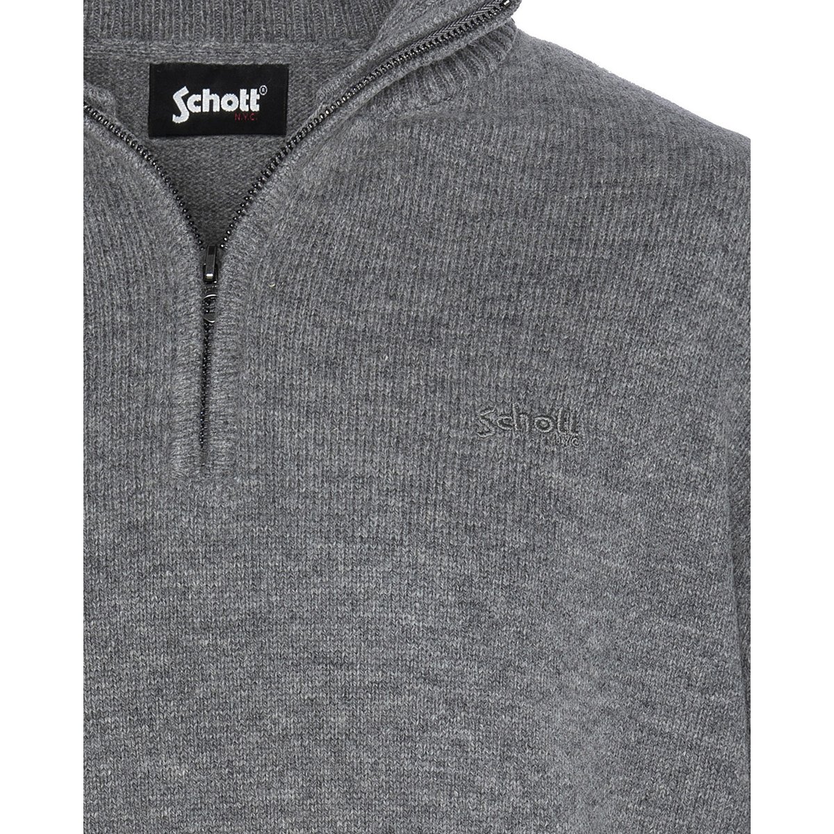 Pull camionneur anthracite en lambswool gris chiné, SCHOTT