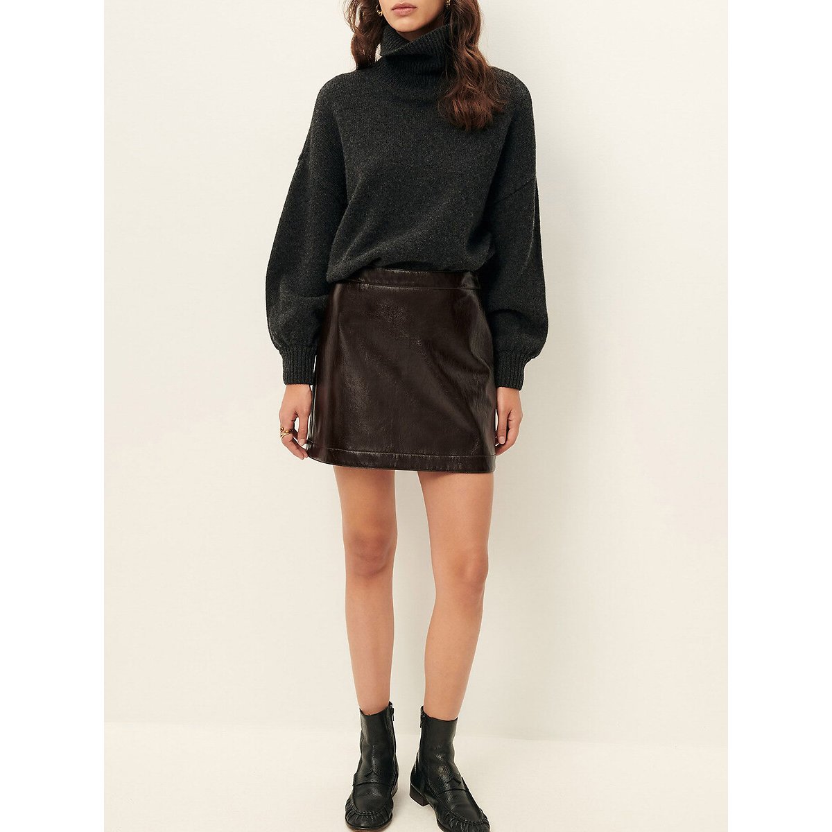 Jupe courte en vinyle, ABBY marron, SESSUN