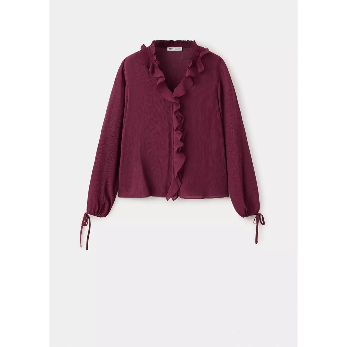Chemise en mousseline texturée à volants mûre, MANGO TEEN