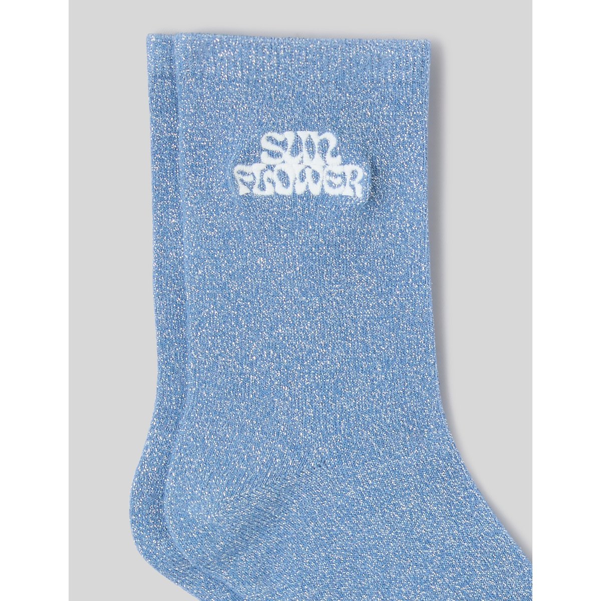 Lot de 2 paires de chaussettes brodées bleu moyen, BZB