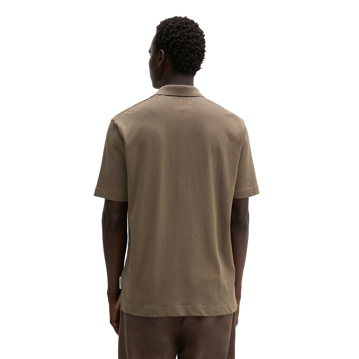 T-shirt regular en coton et lin mélangés marron foncé, MARC O'POLO
