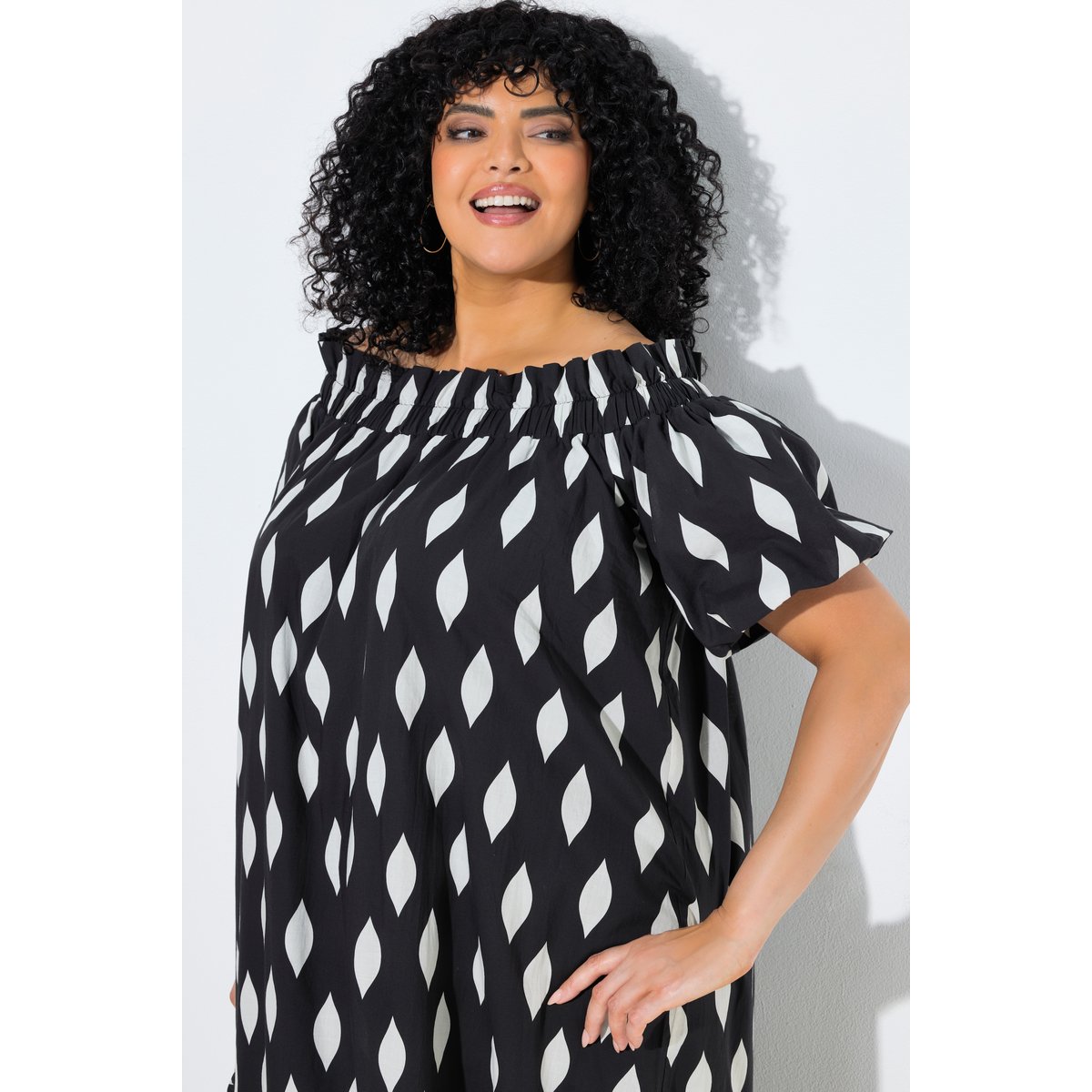 Robe maxi motif alvéoles noir, ULLA POPKEN