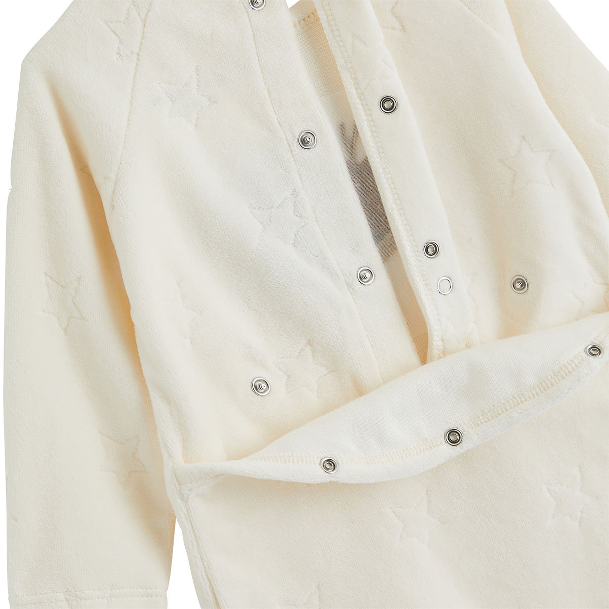 Pyjama bébé en velours Oslo ecru, PETIT BEGUIN