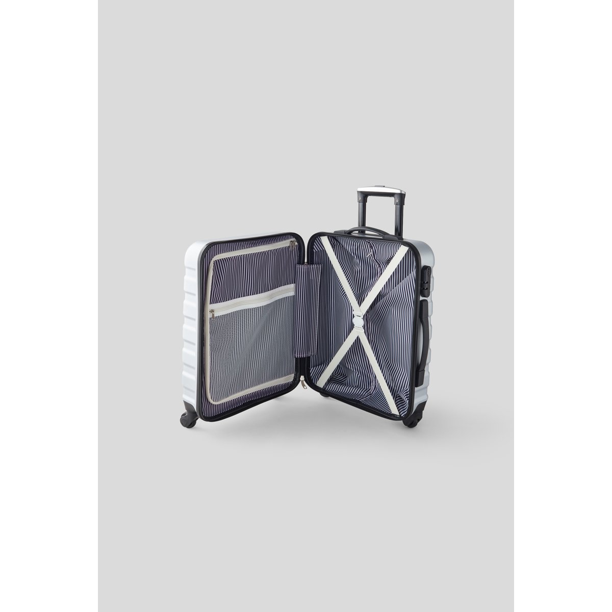 Valise cabine, 4 roues, 55 cm silver metal, MONOPRIX MAISON