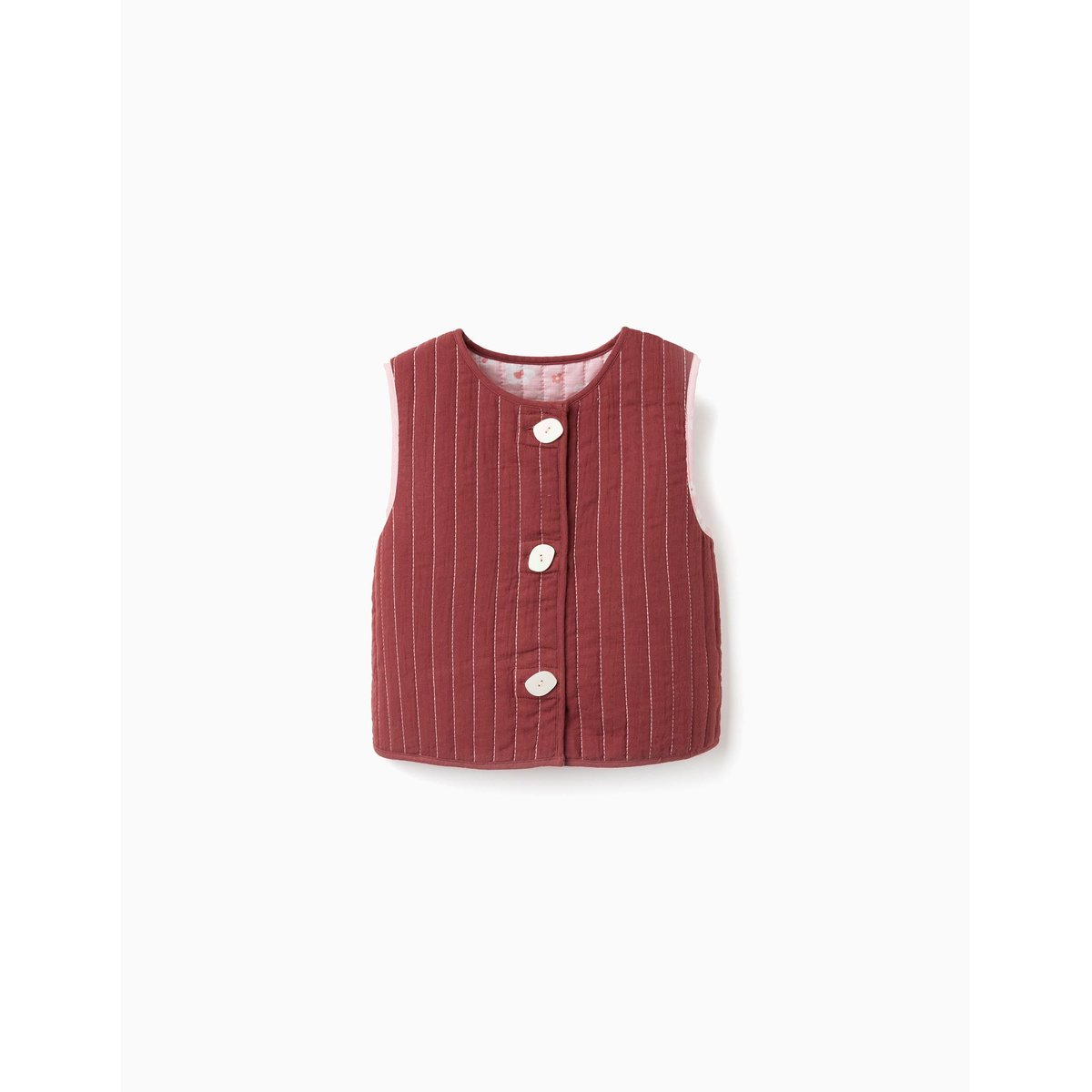 Gilet réversible matelassé à motif floral marrón, ZIPPY