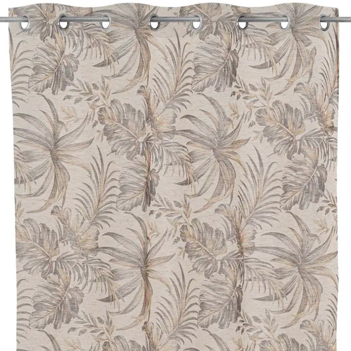 Rideau voilage à oeillets feuillage à l'unité 140x260cm beige, WADIGA