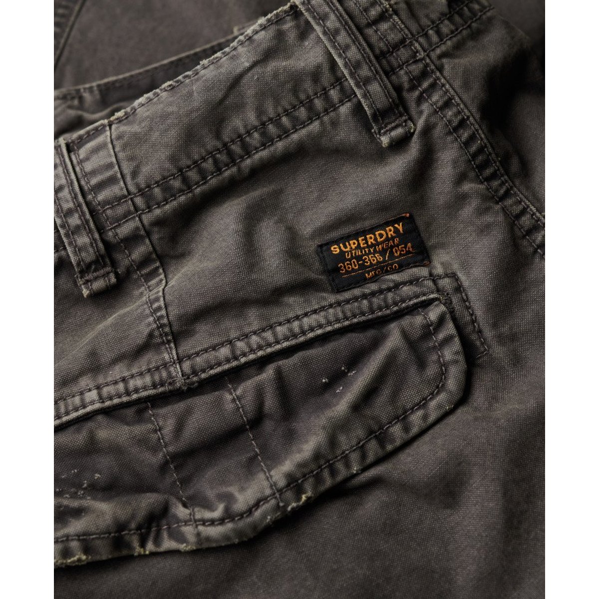 Pantalon cargo baggy en coton biologique gris délavé, SUPERDRY