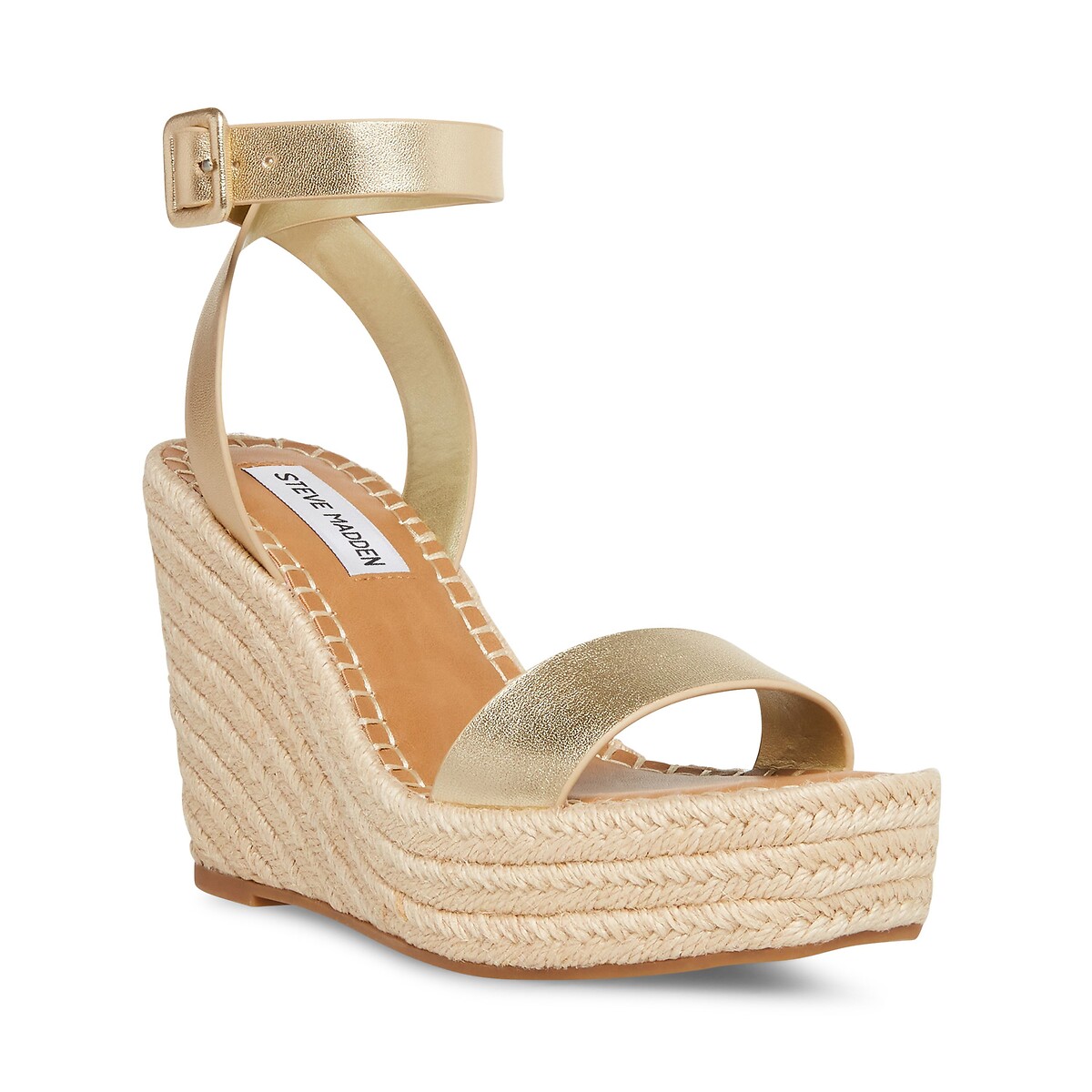 Leren sandalen met sleehakken Upstage goudkleur, STEVE MADDEN