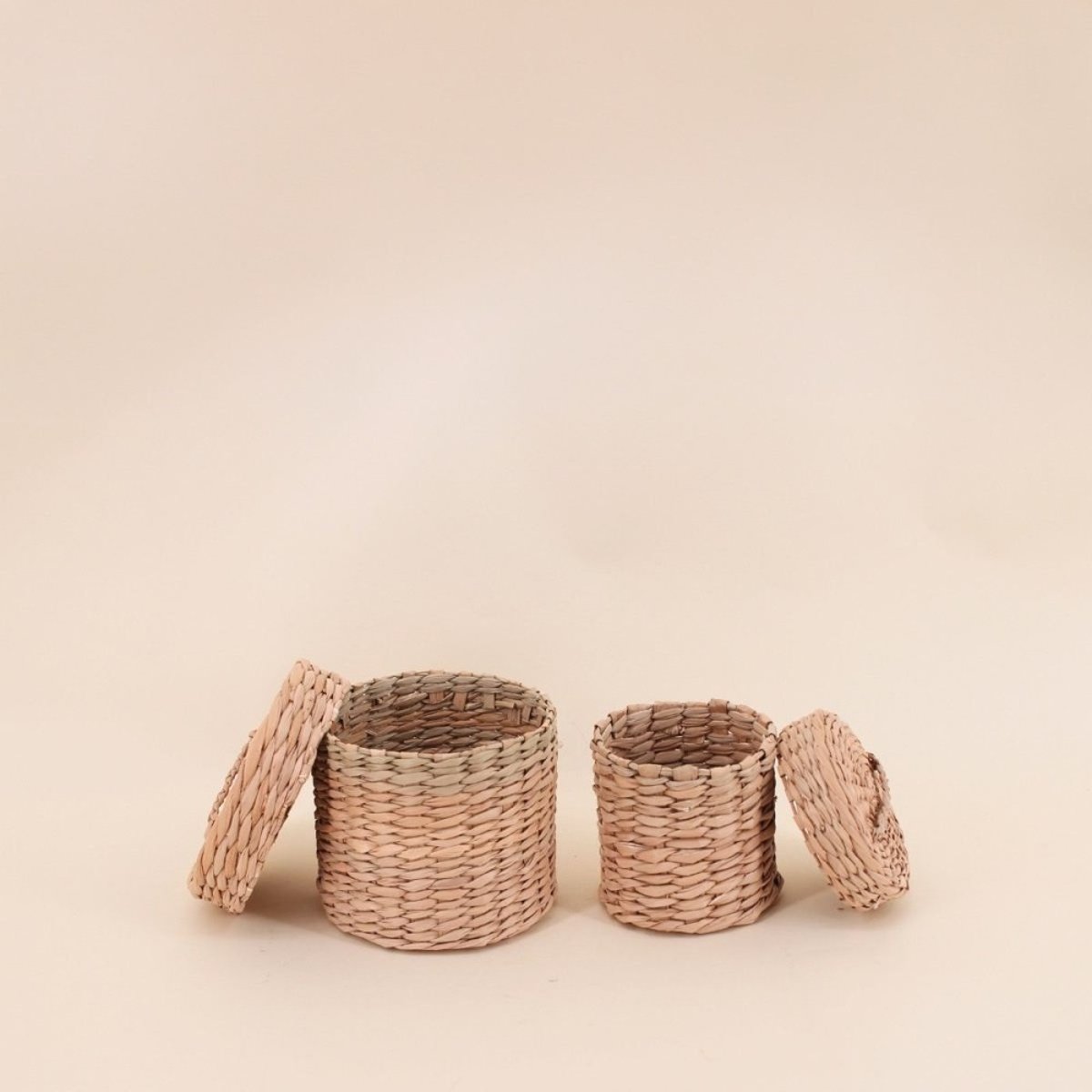 Lot de 2 paniers en jacinthe d'eau naturel, AZAO