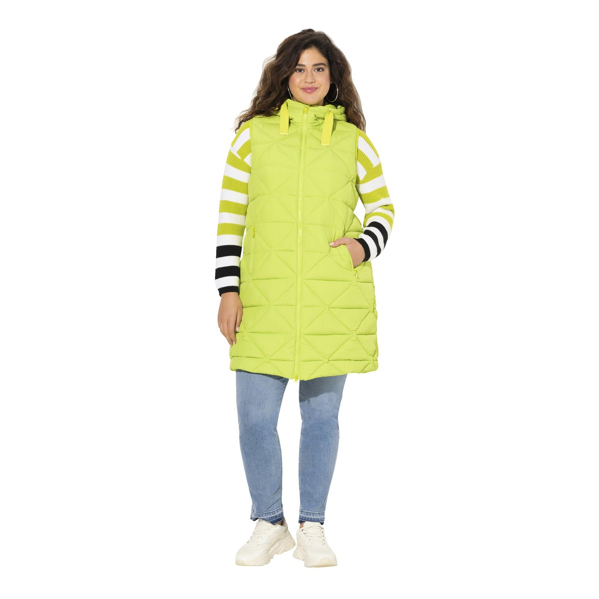 Longue veste matelassée sans manches. vert pomme, ULLA POPKEN