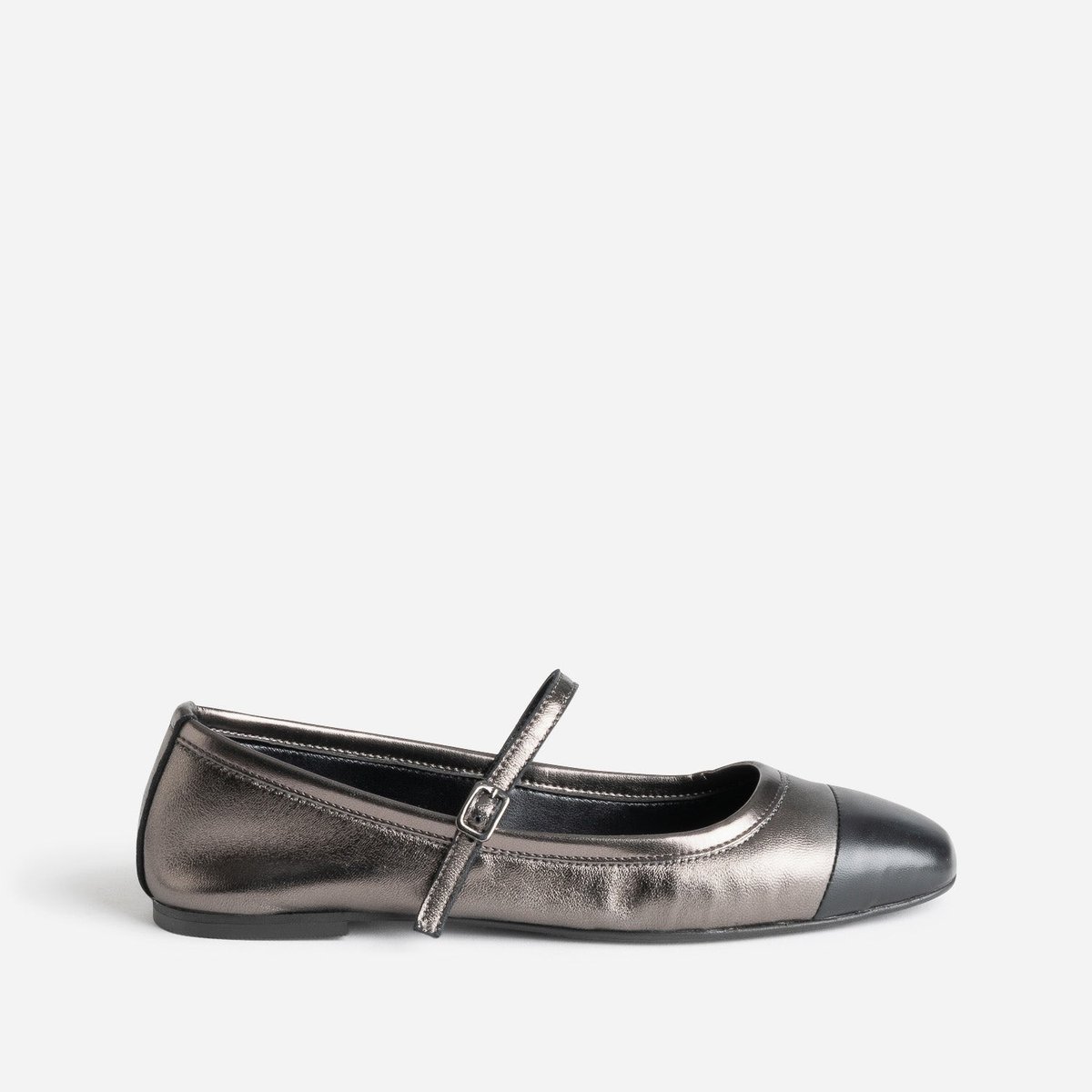 Ballerine en cuir DOLLY noir/argent, ERAM