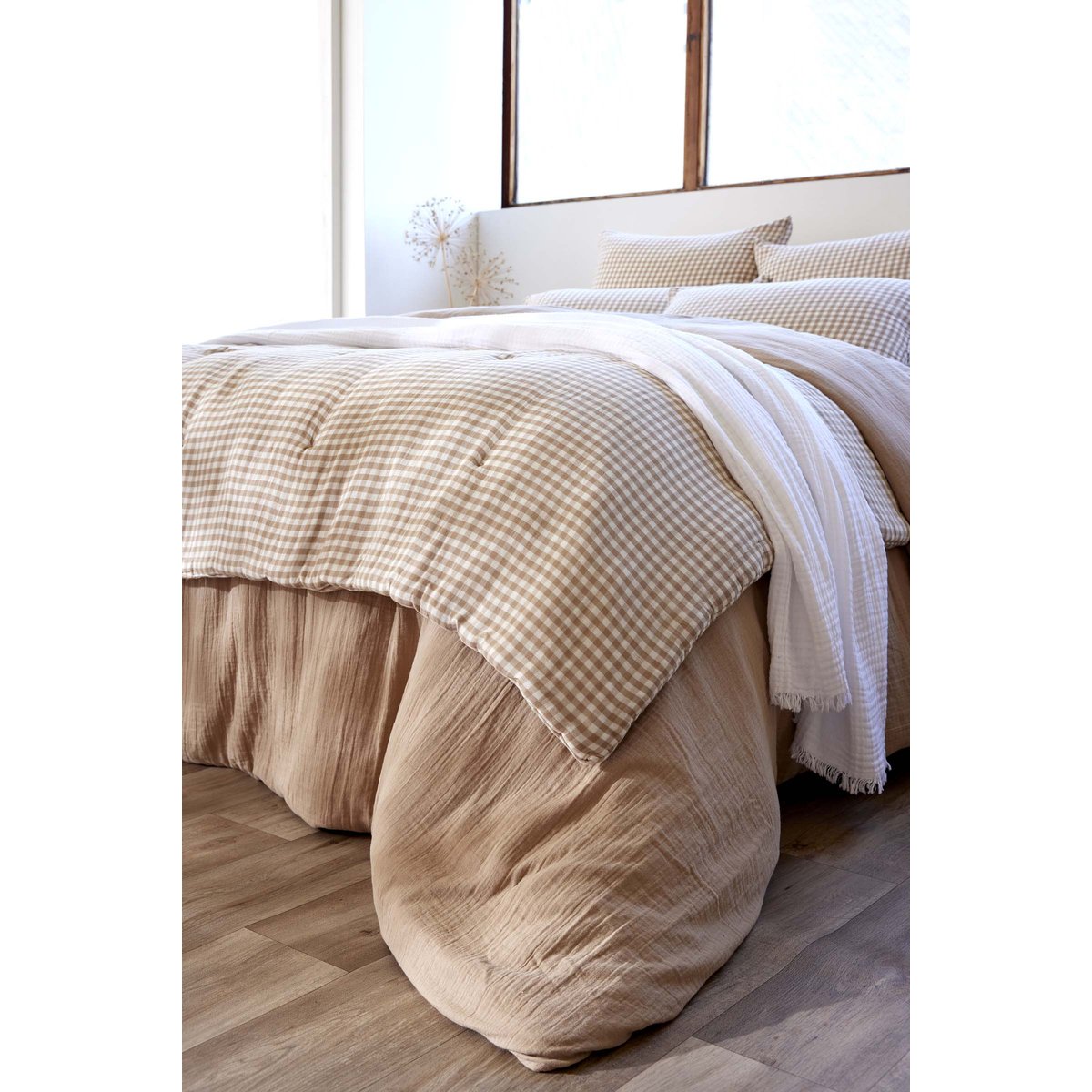 Bout de lit 90 x 200 cm en gaze de coton Vicky ficelle, EDEN