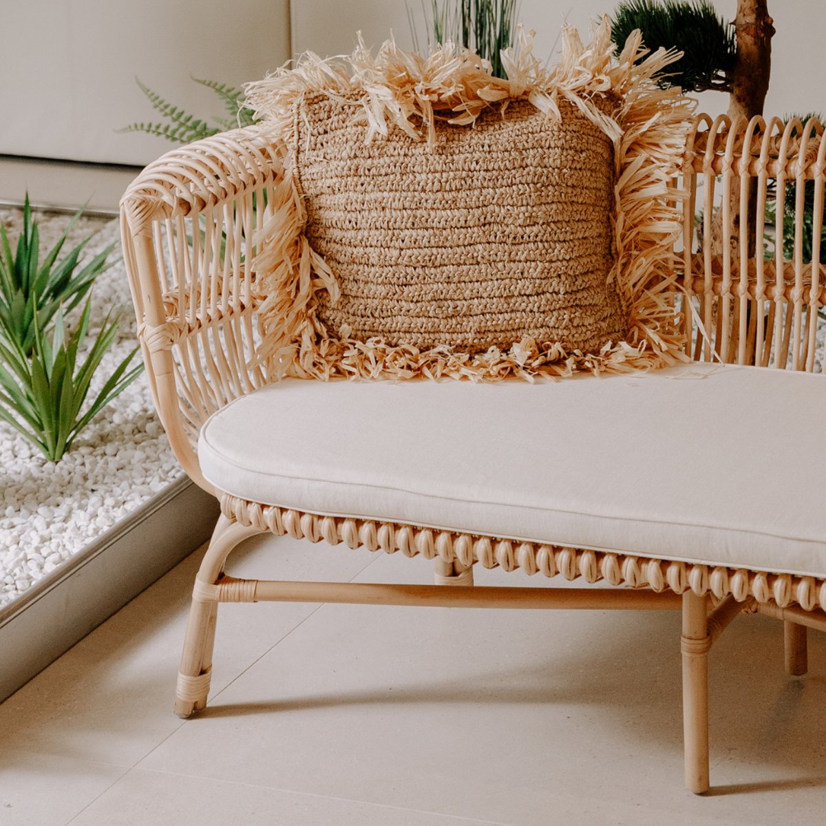 Fauteuil en rotin avec coussin HAVANA naturel, HYDILE