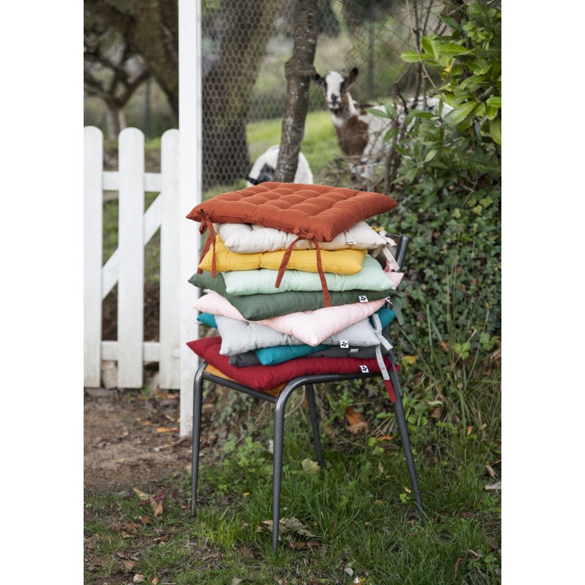 Assise de chaise matelassée en coton Kalas menthe, EDEN