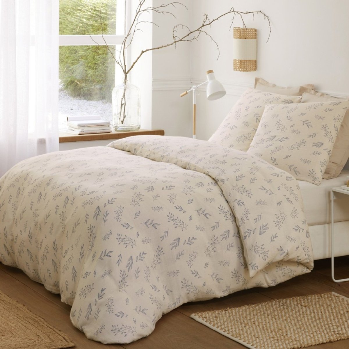 Housse De Couette 240x220 + 2 Taies D'oreiller Imprimées 100% Gaze De Coton beige, DECORATIE
