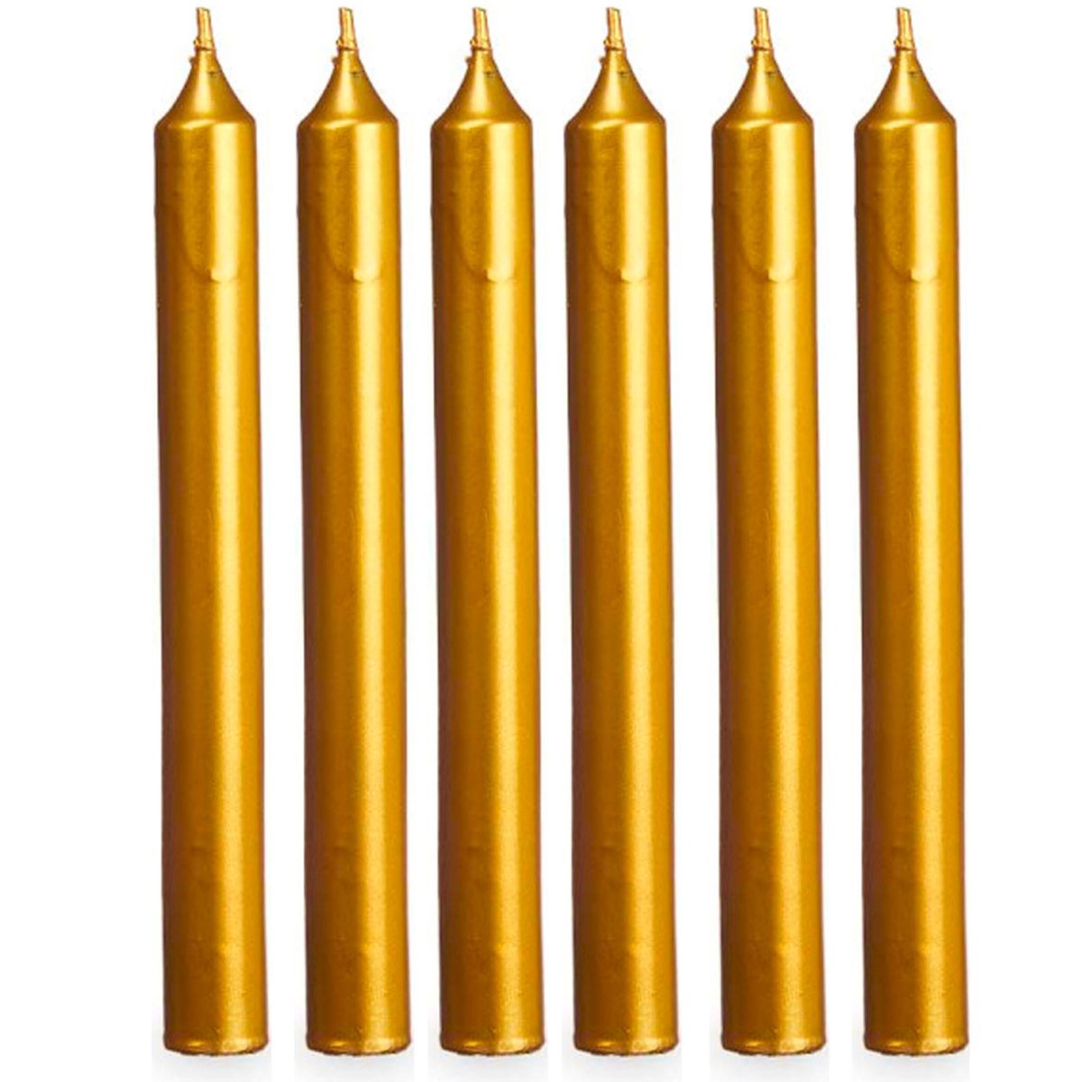 Set de 6 bougies pour chandelier dorées longues 2x2x15cm doré, WADIGA