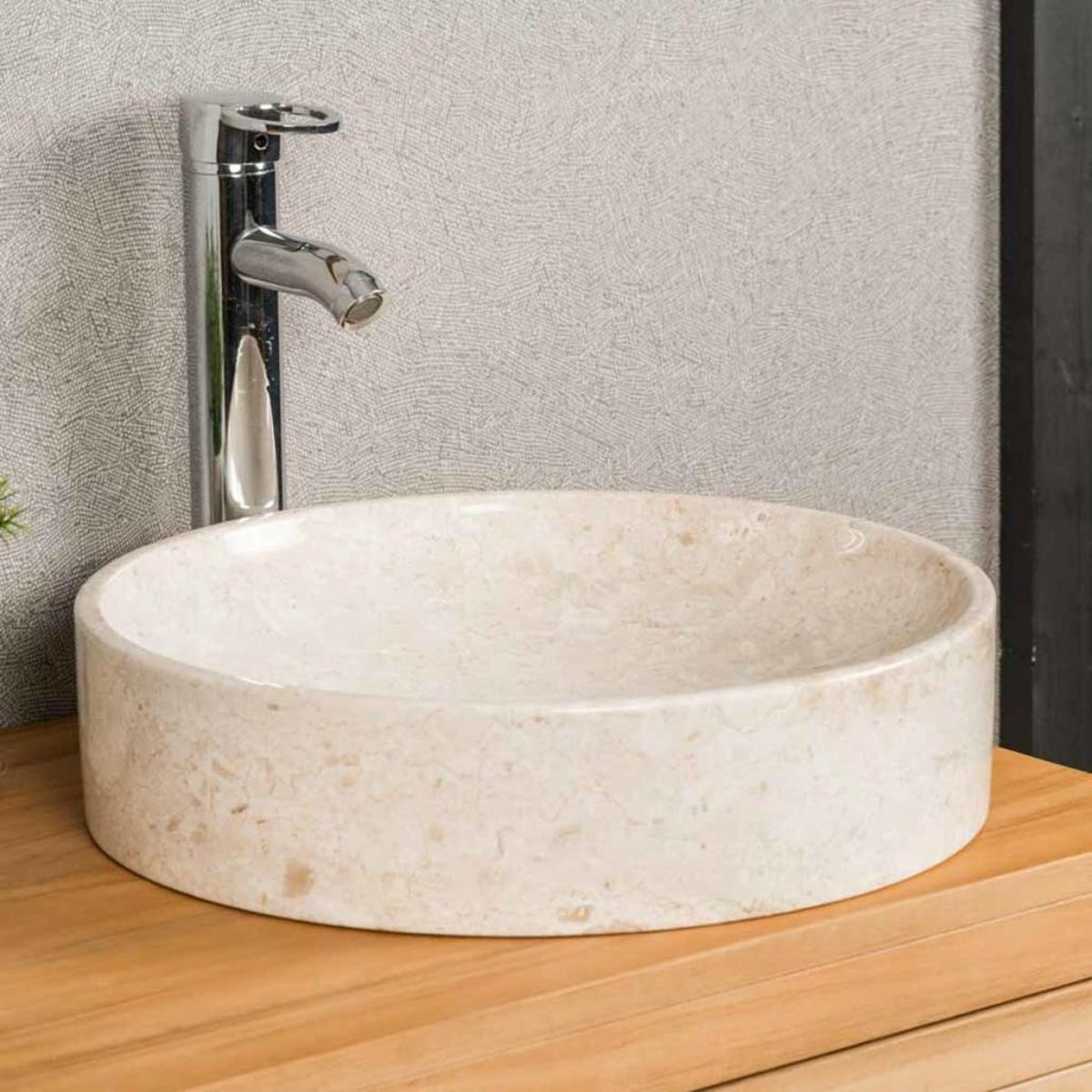 Vasque en marbre ronde à poser MINO crème, WANDA COLLECTION