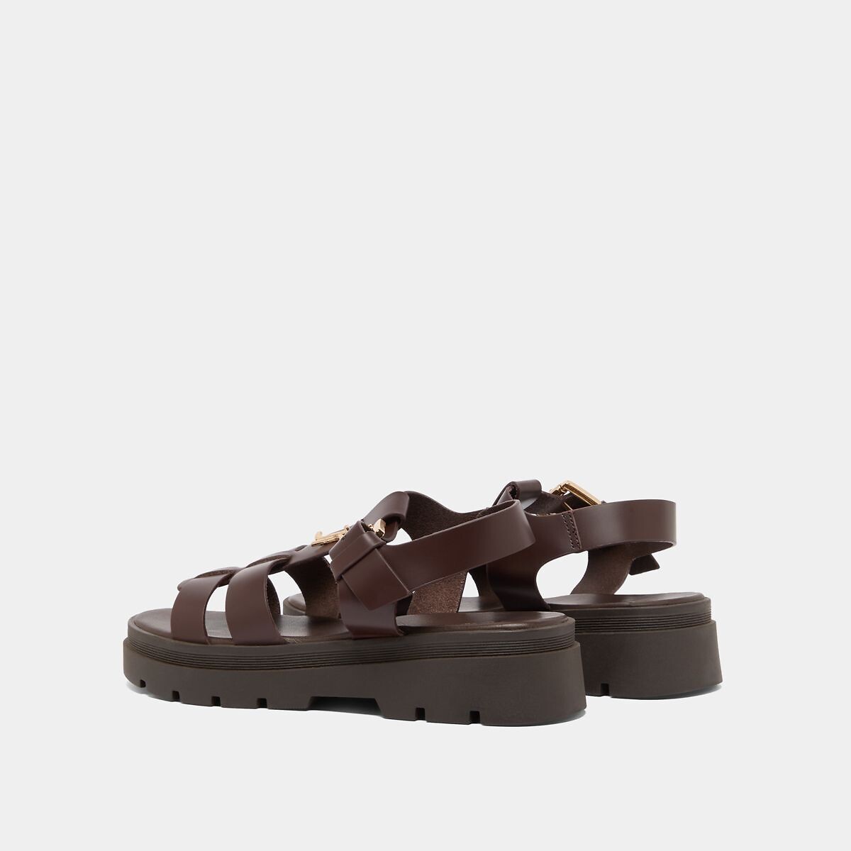 Sandales chunky en cuir Liverpool marron foncé, JONAK
