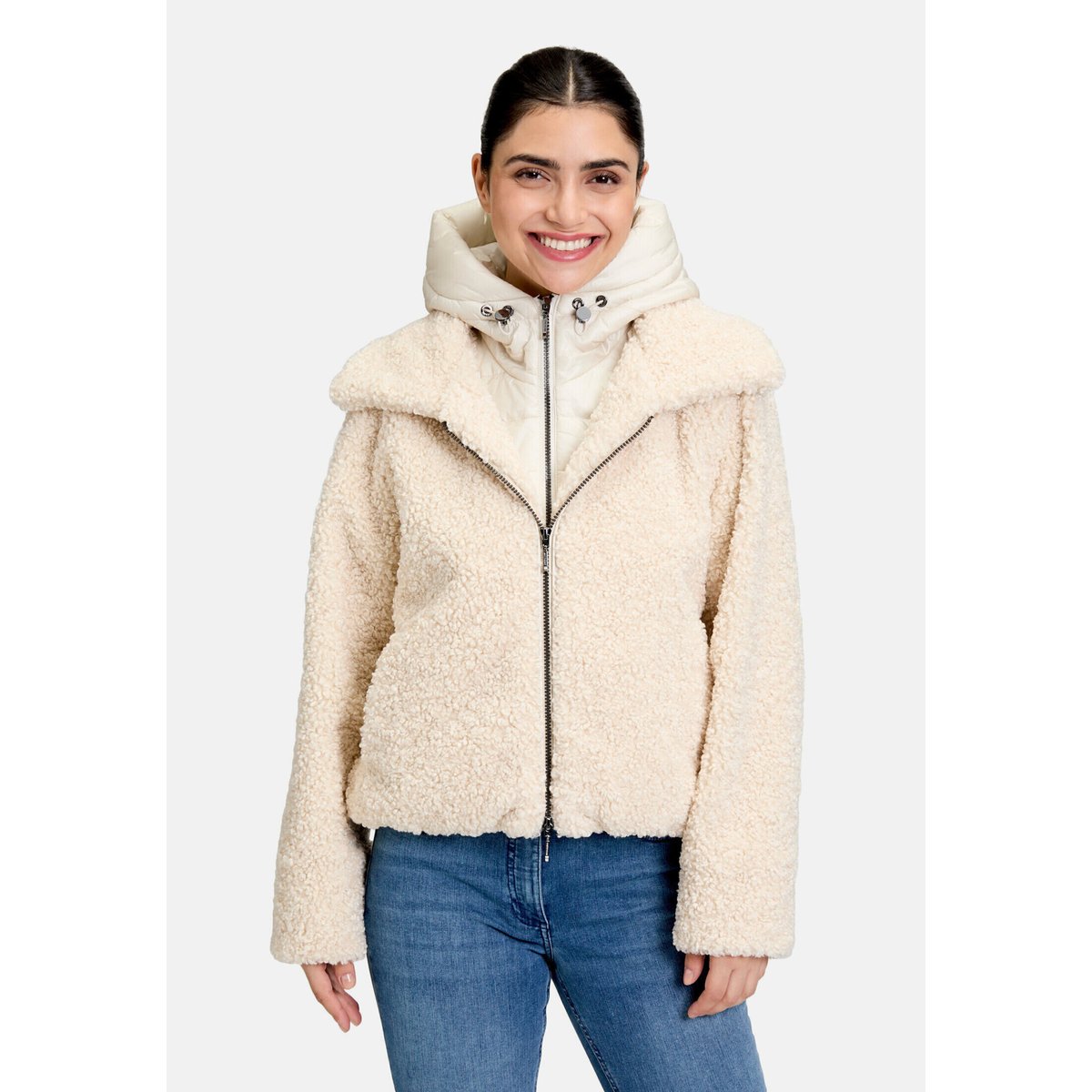 Veste en peluche avec partie veste sans manches amovible gris, AMBER & JUNE