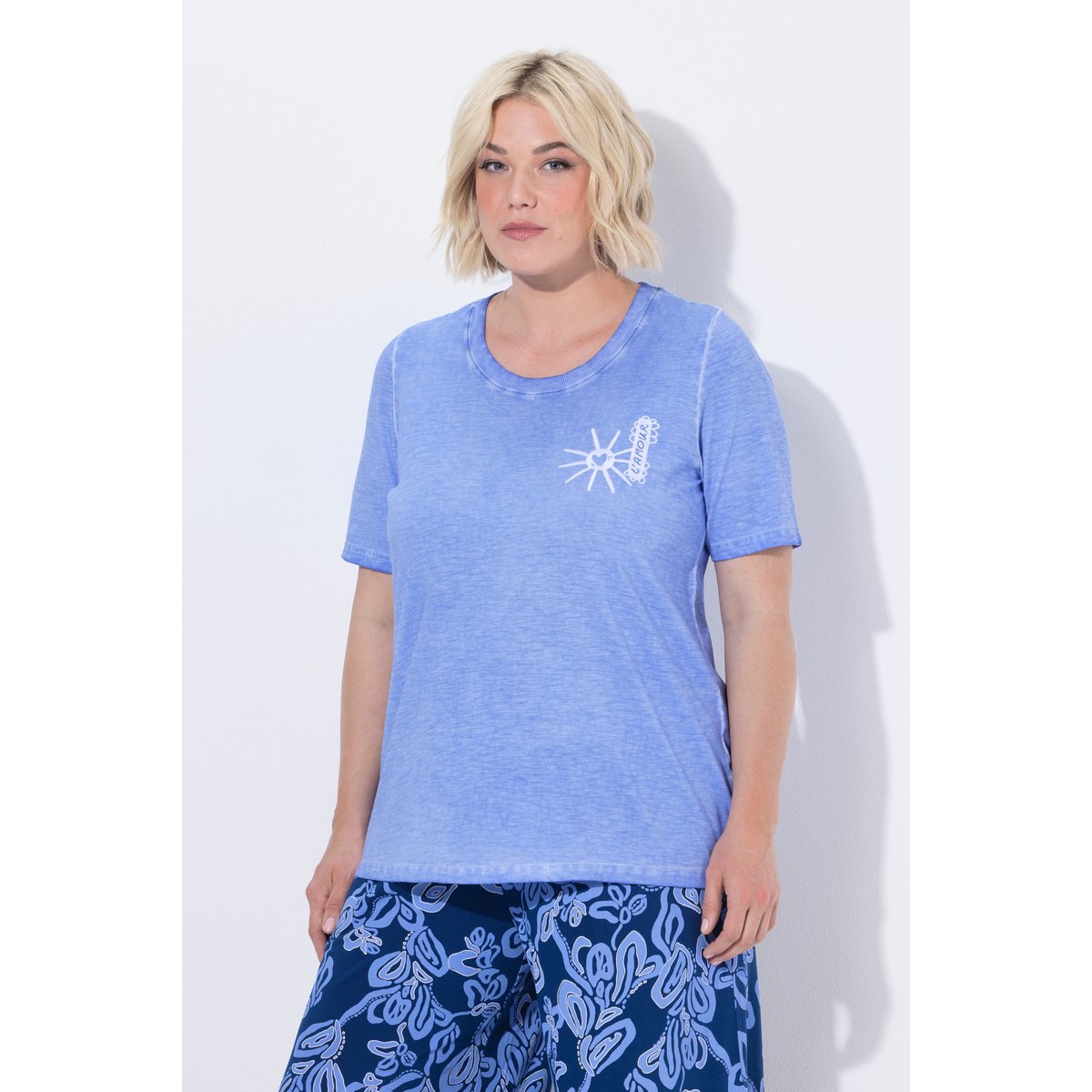 T-shirt avec broderie soleil bleuet, ULLA POPKEN