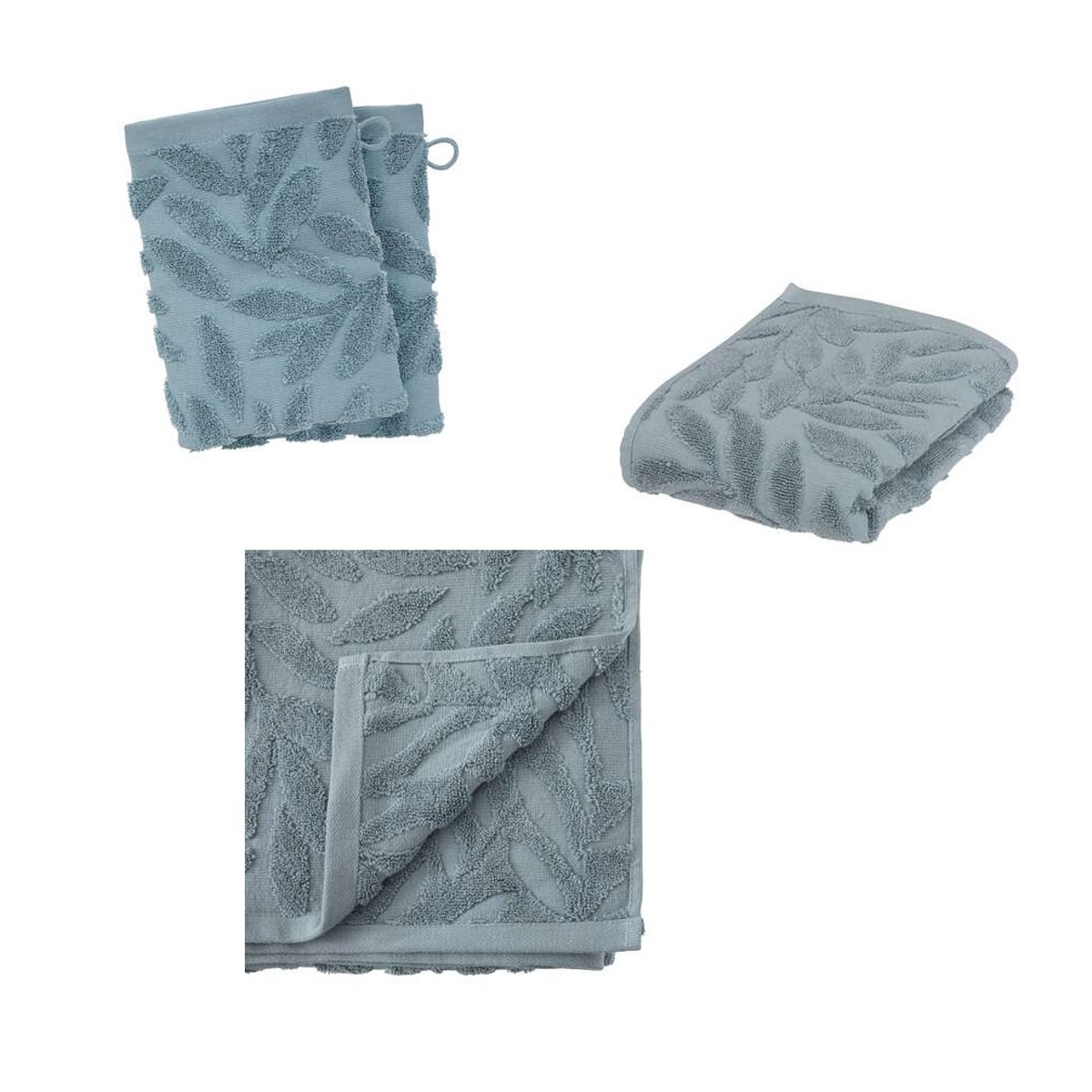 2 gants de toilette tencel 15 x 21 cm Ciselle blanc blanc, bleu, EDEN