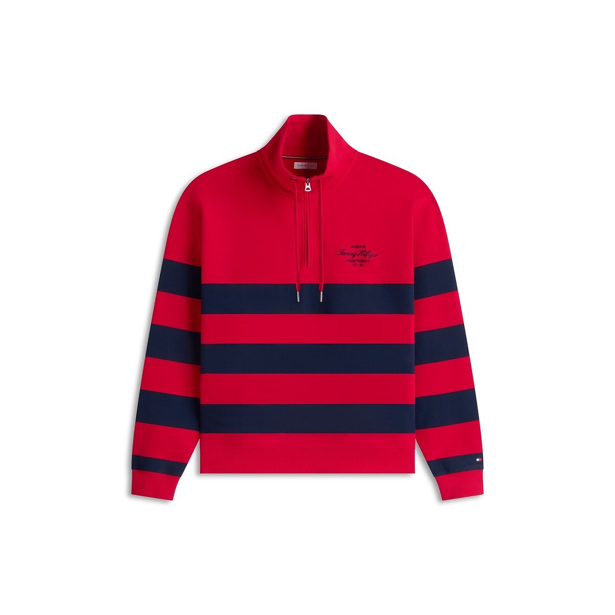 Sweat demi-zippé col montant rouge/marine, TOMMY HILFIGER