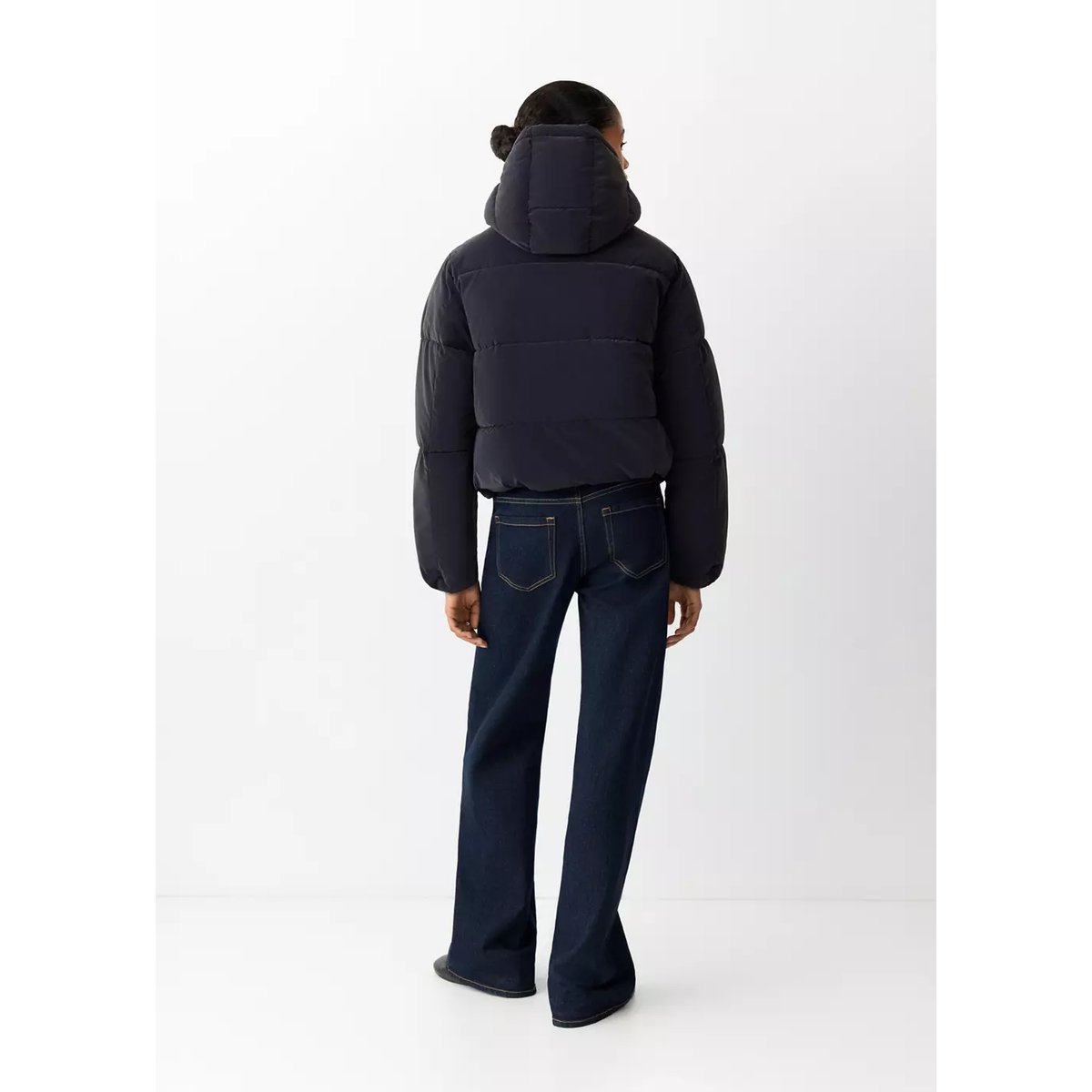Anorak enduit à capuche bleu marine, MANGO TEEN