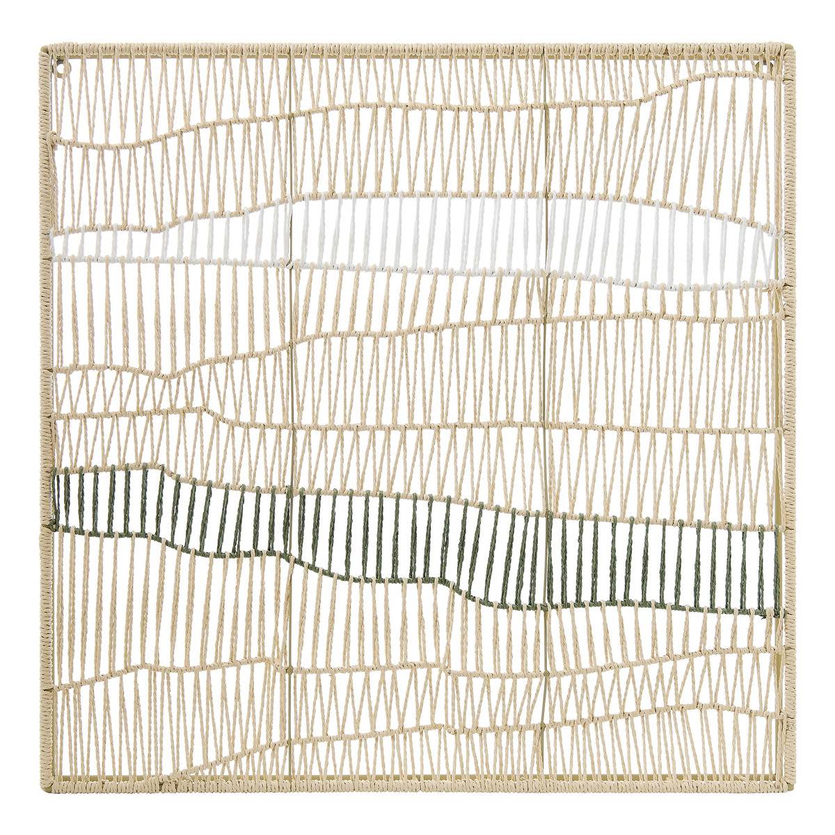 Décoration murale en métal et papier tressé HENRY beige, ATMOSPHERA