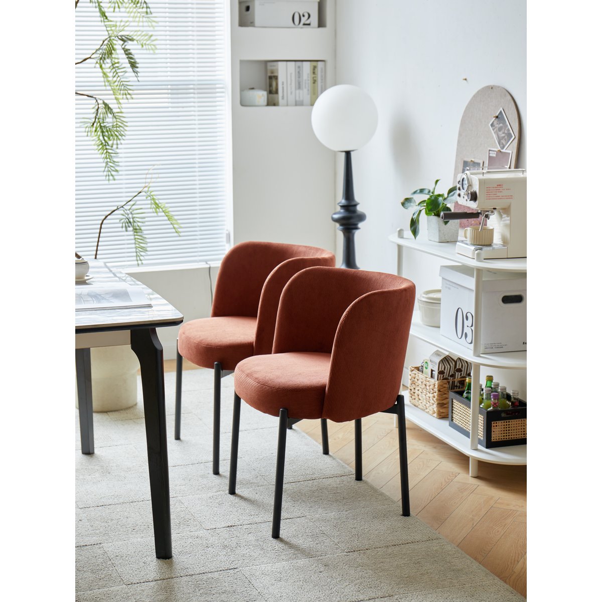 Lot de 2 chaises, velours côtelé, GRIMSTAD terracotta, NORDLYS